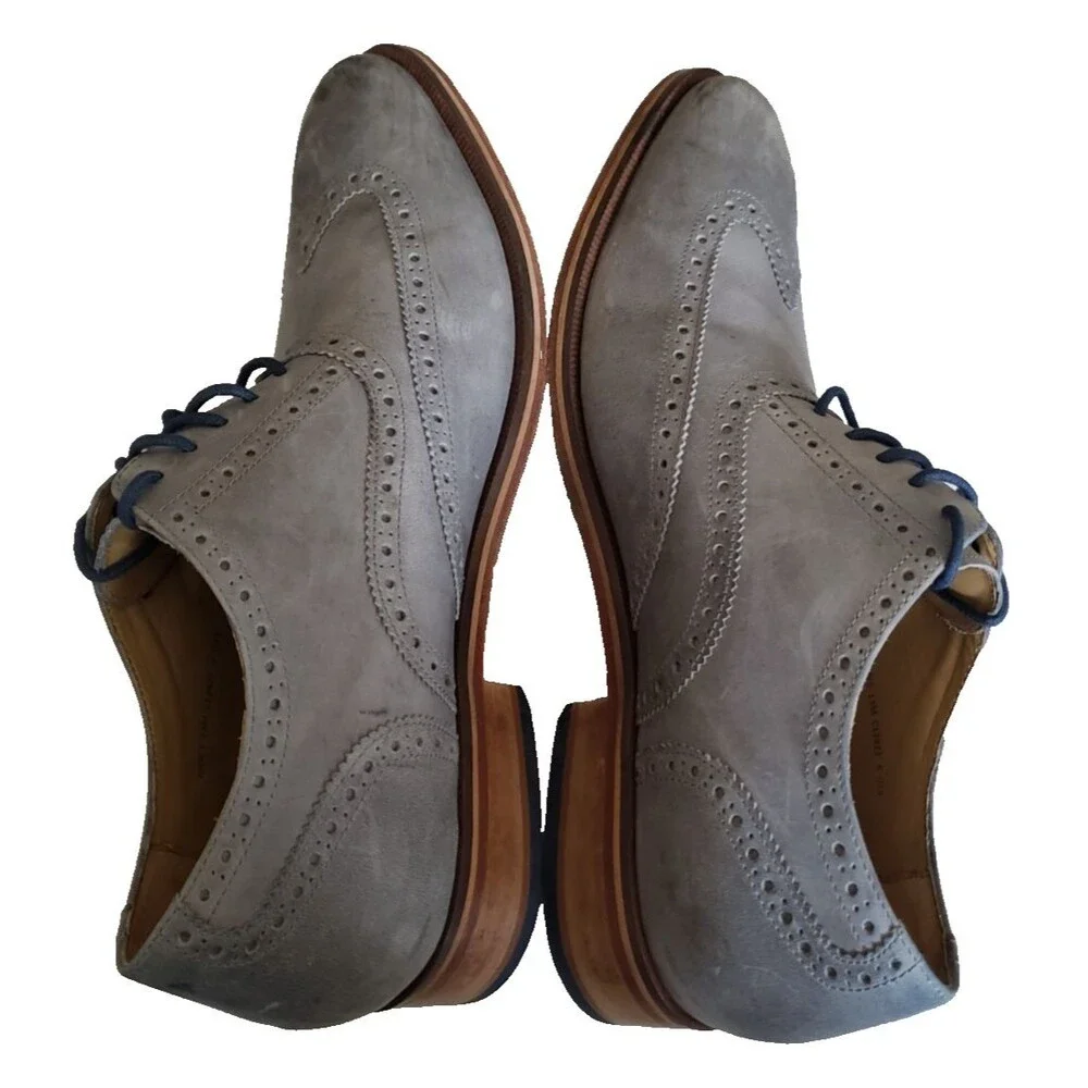 COLE HAAN Colton Gray Nubuck Wingtip Oxford C12422 Men's Size 13M $198